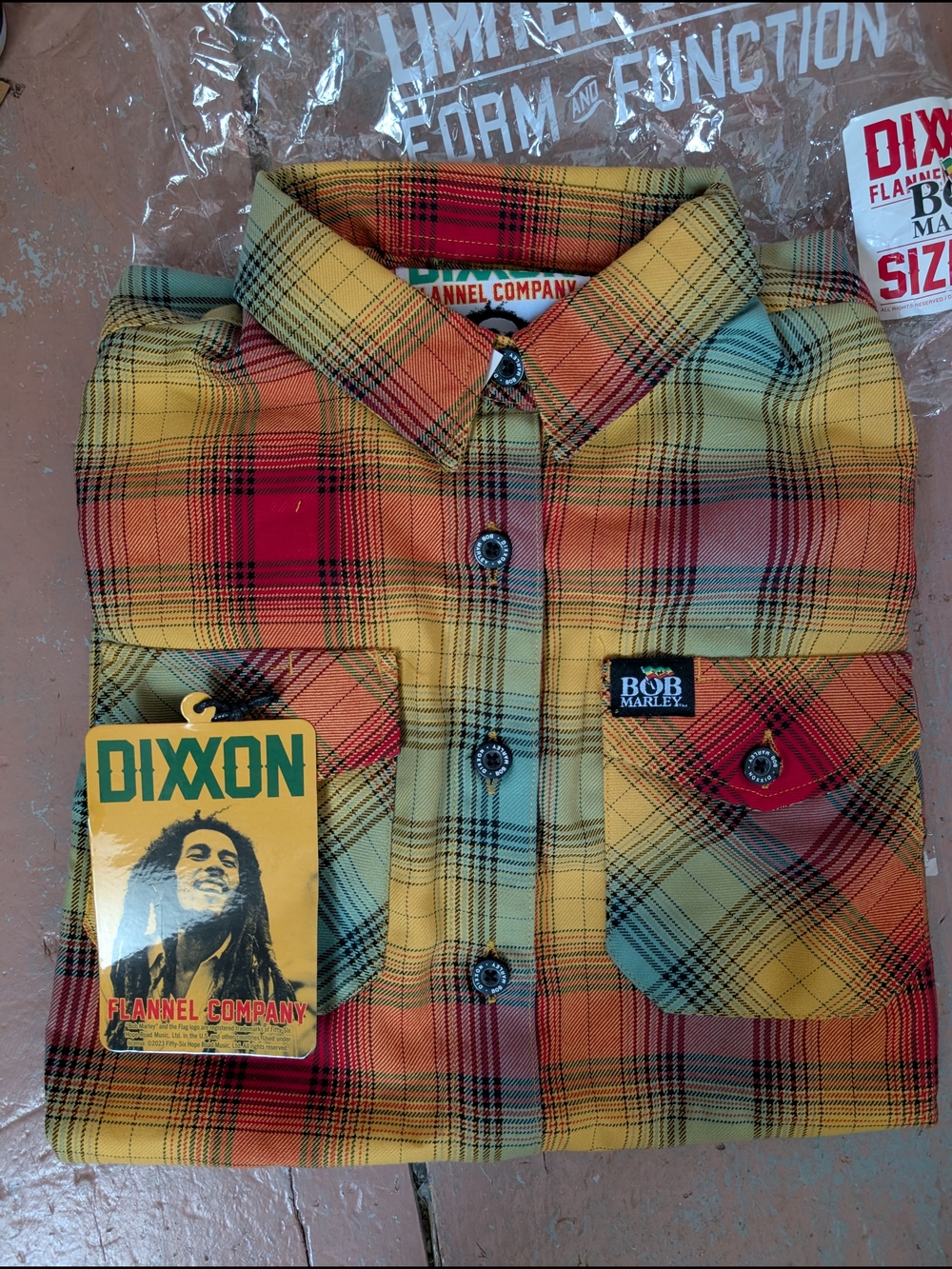 DIXXON Yellow Red Green Plaid Flannel Button-Down Shirt